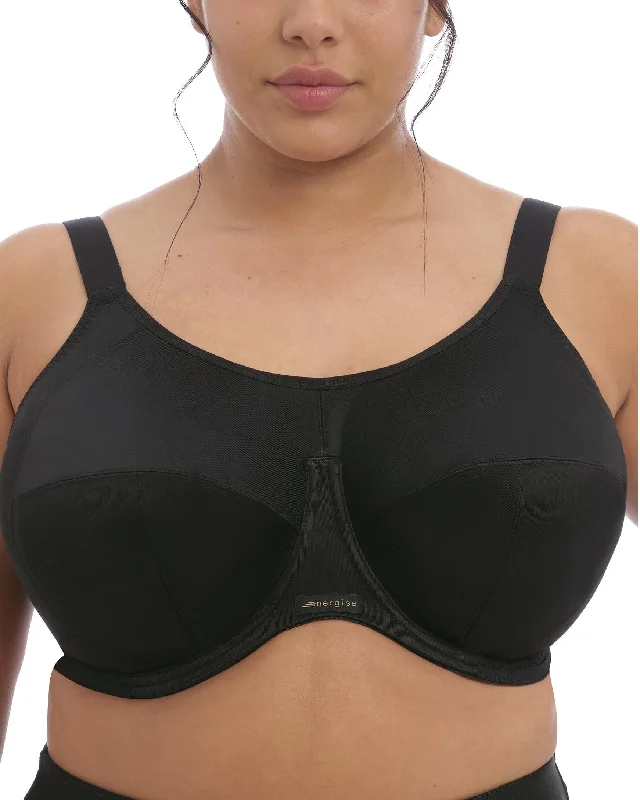 Women’s soft boyshort underwear-Elomi Energise Underwire Sports Bra (More colors available) - Black