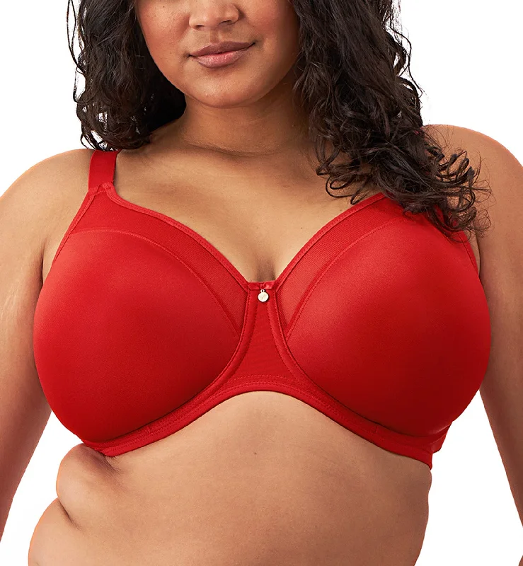 Women’s floral seamless briefs-Elomi Smooth Unlined Underwire Molded Bra (4301) - Haute Red