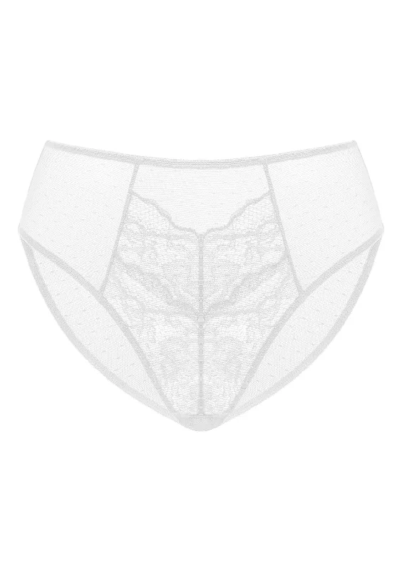 Women’s floral high-cut panties-Enchante High-Rise White Lace Brief Underwear