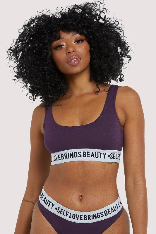 Women’s silky satin thong-Self Love Purple Crop top