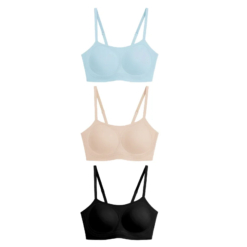 Women’s seamless hipster underwear-Floatley 3-Pack To The T Shirt Wireless Scoop Neck Lightly Lined Bra