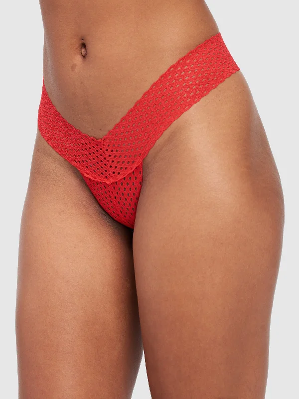 Women’s invisible cotton thong-Abby Rose Mesh Thong