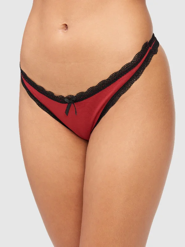 Women’s breathable microfiber thong-Cora Cotton & Lace Thong