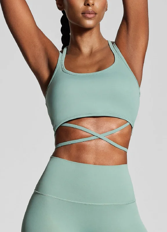 Women’s lightweight hipster briefs-Fresh Green Strappy Front Top