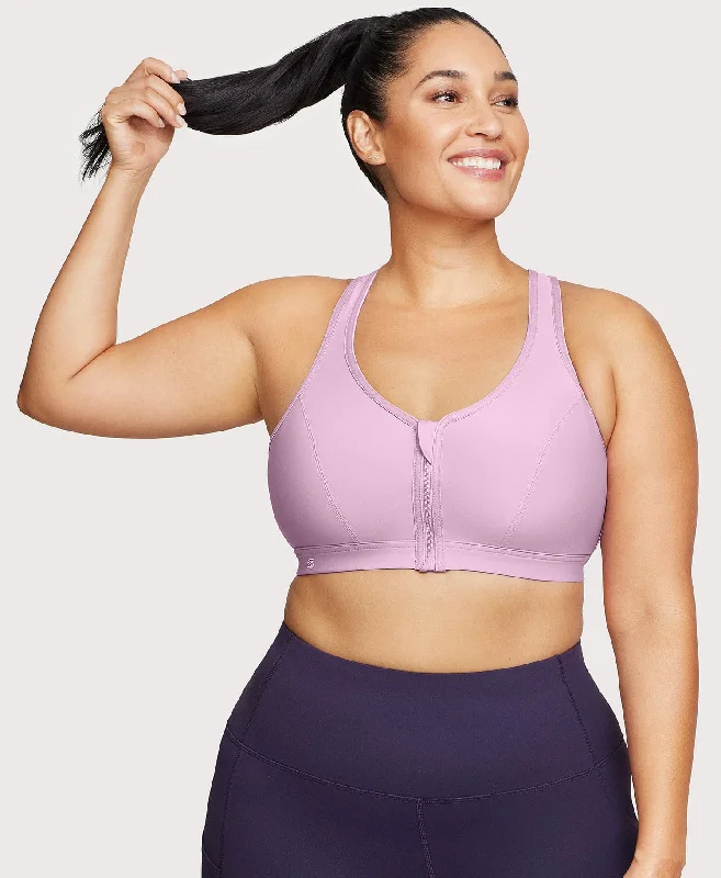 Women’s trendy ombre briefs-Front-Closure Zip Up Sports Bra Lavender