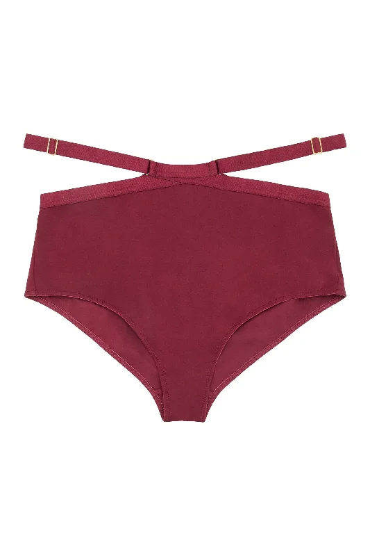 Women’s quick-dry hipster panties-On The Rocks Wine Strappy HW Brief