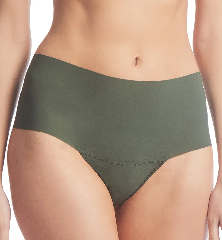 Women’s smooth satin thong-Hanky Panky BreatheSoft Hi-Rise Thong (6J1921B) - Pine Tree