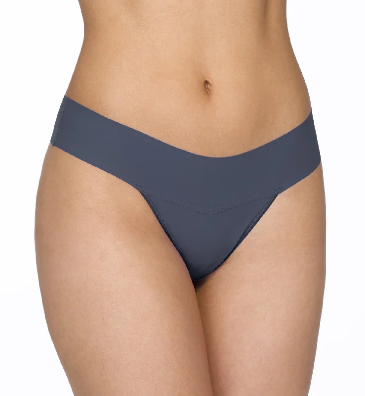 Women’s cozy bamboo underwear-Hanky Panky BreatheSoft Natural Rise Thong (6J1661B) - Granite