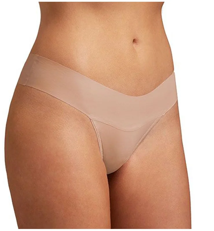 Women’s embroidered lace panties-Hanky Panky BreatheSoft Natural Rise Thong (6J1661B) - Taupe