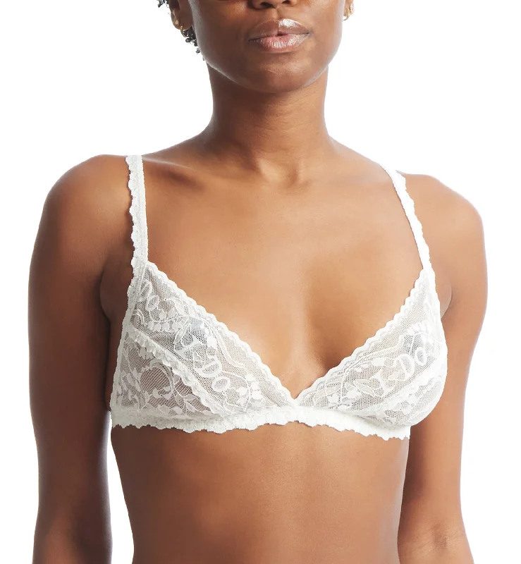 Women’s invisible seamless briefs-Hanky Panky Bridal I DO Shimmer Lace Triangle Bralette (157491) - Light Ivory