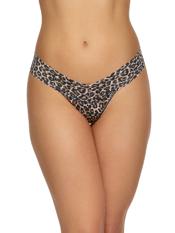 Women’s smooth satin thong-Hanky Panky Classic Leopard Low Rise Thong