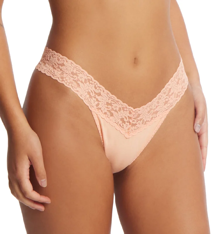 Women’s scalloped-edge briefs-Hanky Panky Cotton Original Rise Thong (891801P) - Apricot Glow