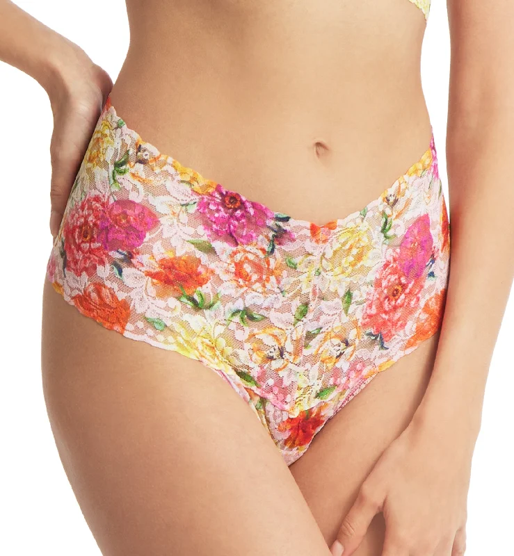 Women’s cozy cotton bikini-Hanky Panky Printed Retro Lace Thong (PR9K1926) - Bring Me Flowers