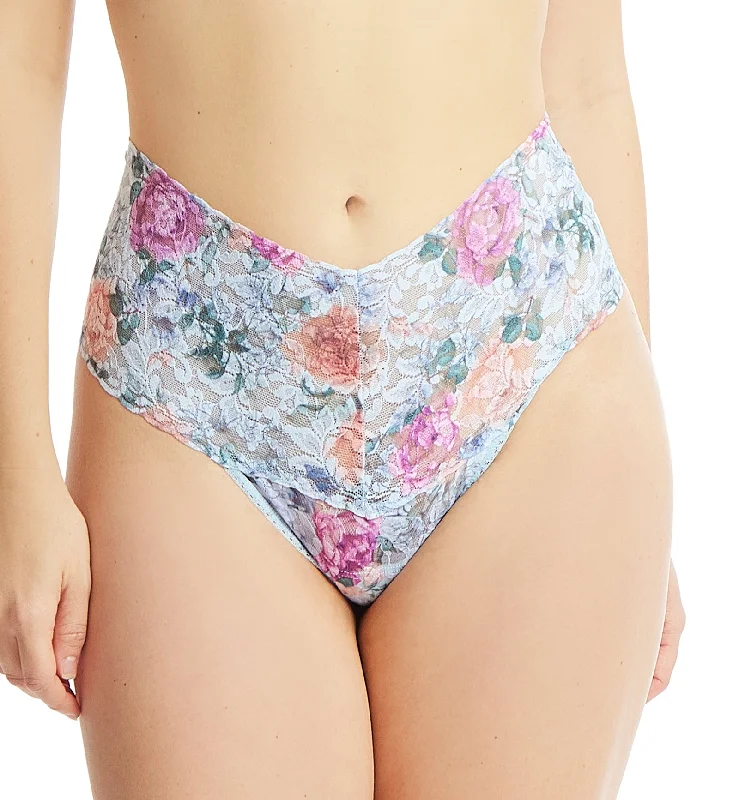 Women’s cotton seamless panties-Hanky Panky Printed Retro Lace Thong (PR9K1926) - Tea for Two