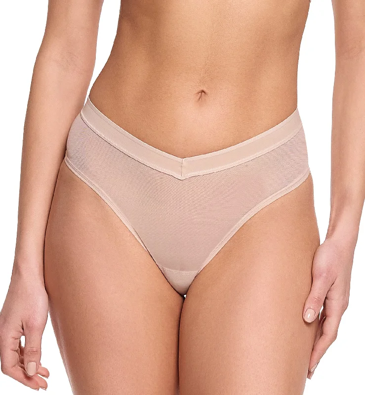 Women’s trendy ombre briefs-Hanky Panky Mesh High Cut Thong (7M1664) - Chai