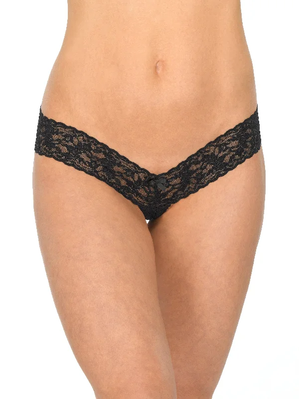 Women’s organic cotton thong-Hanky Panky Signature Lace Crotchless Thong