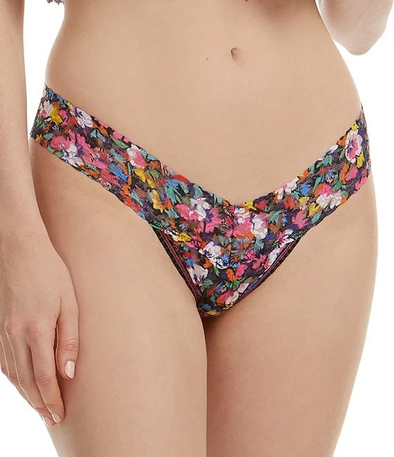 Women’s lightweight satin briefs-Hanky Panky Signature Lace Low Rise  Printed Thong