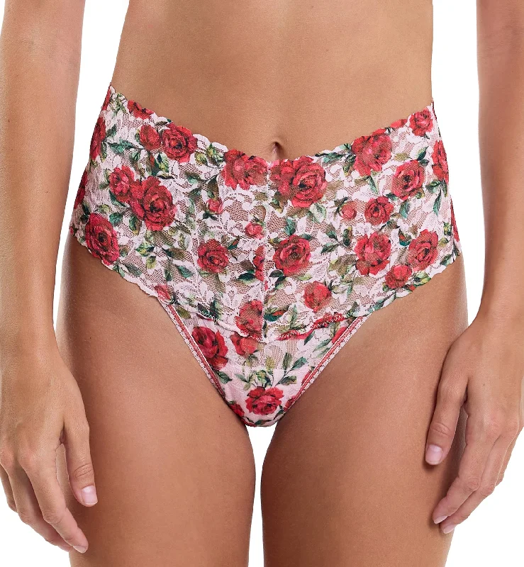 Women’s high-cut control panties-Hanky Panky Printed Retro Lace Thong (PR9K1926) - Je Taime