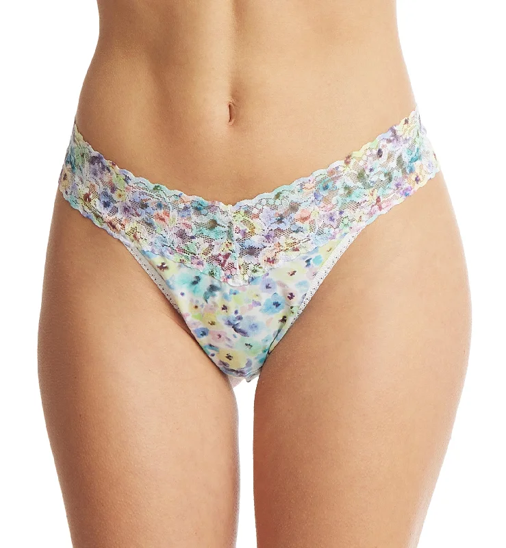 Women’s polka-dot lace briefs-Hanky Panky Printed Cotton Original Rise Thong (PR891801) - Wishful Thinking