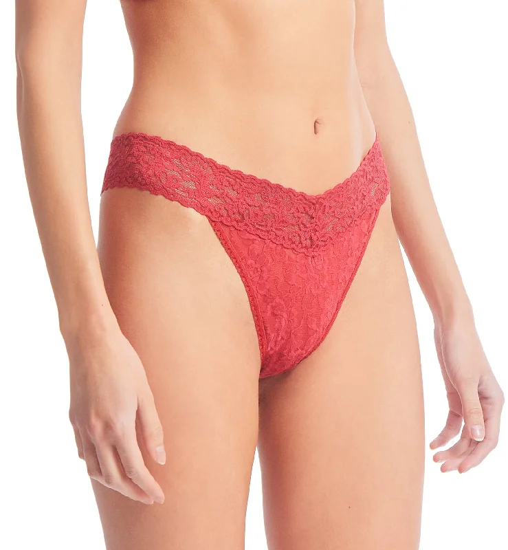 Women’s stretch high-waist panties-Hanky Panky Signature Lace Original Rise Thong (4811P) - Burnt Sienna