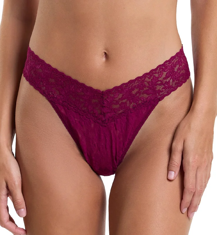 Women’s stretch high-waist panties-Hanky Panky Signature Lace Original Rise Thong (4811P) - Sugar Plum