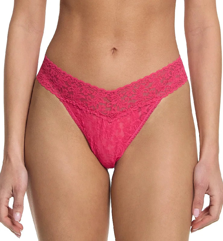 Women’s floral seamless briefs-Hanky Panky Signature Lace Original Rise Thong (4811P) - Sweet Tart