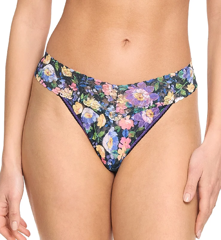 Women’s breathable thong panties-Hanky Panky Signature Lace Printed Original Rise Thong (PR4811P) - Dream Garden