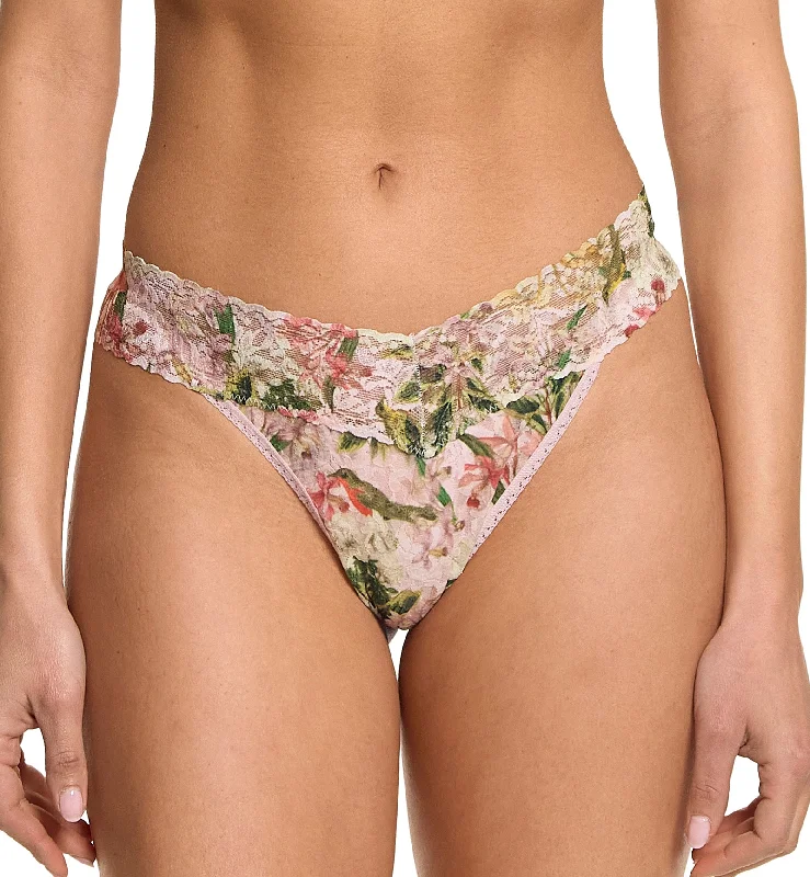 Women’s smooth satin thong-Hanky Panky Signature Lace Printed Original Rise Thong (PR4811P) - French Garden