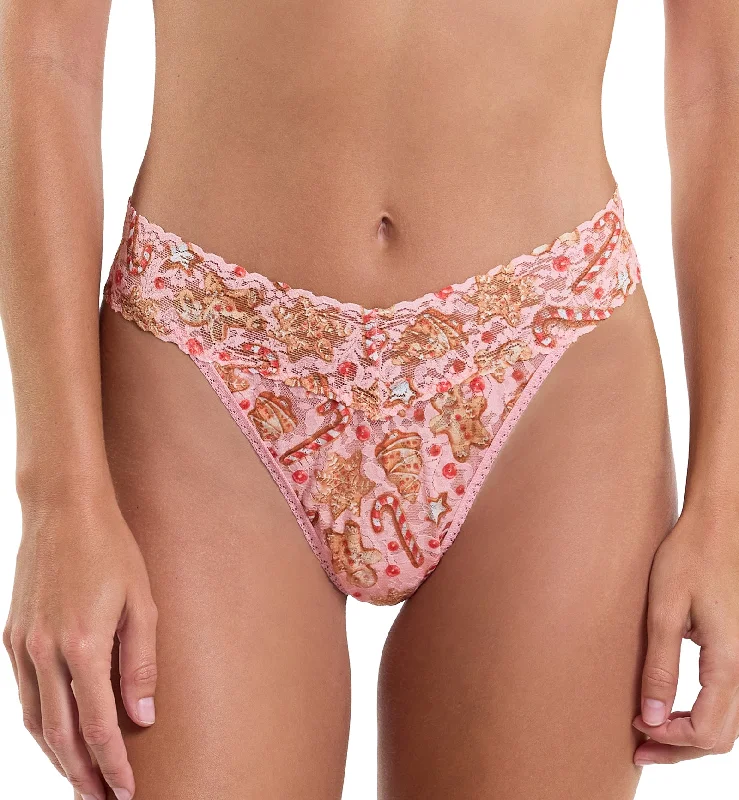 Women’s silky cheeky thong-Hanky Panky Signature Lace Printed Original Rise Thong (PR4811P) - Gingerbread