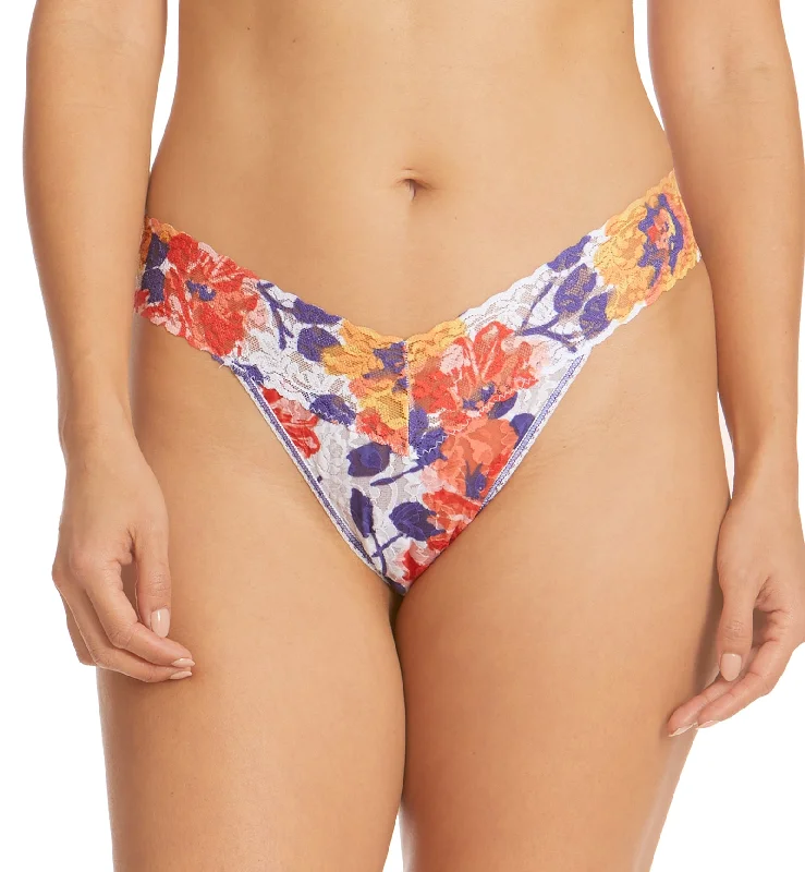 Women’s lace-trim cheeky underwear-Hanky Panky Signature Lace Printed Original Rise Thong (PR4811P) - Sunrise Blossom