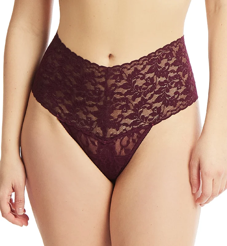 Women’s soft boyshort underwear-Hanky Panky Retro Lace Thong (9K1926P) - Dried Cherry