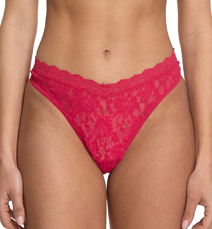 Women’s high-waist control panties-Hanky Panky Signature Lace V-Front High Cut Thong (481854) - Beet Juice