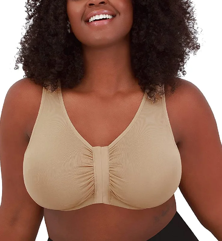 Women’s floral high-cut panties-Leading Lady Laurel Seamless Comfort Front Closure Bra (119) - Salt Beige