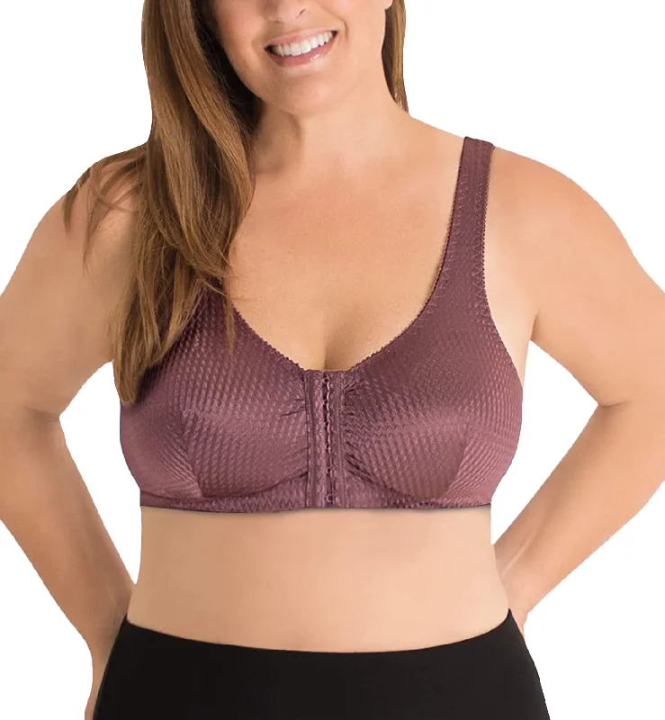 Women’s soft jersey panties-Leading Lady Marlene Zig-Zag Nylon Front Closure Bra (151) - Wistful Mauve