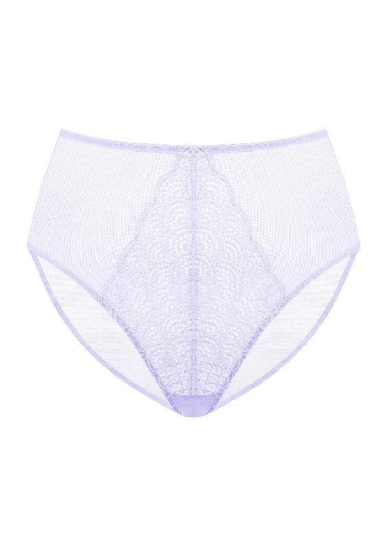 Women’s floral lace panties-Mermaid High-Rise Light Purple Lace Brief Underwear