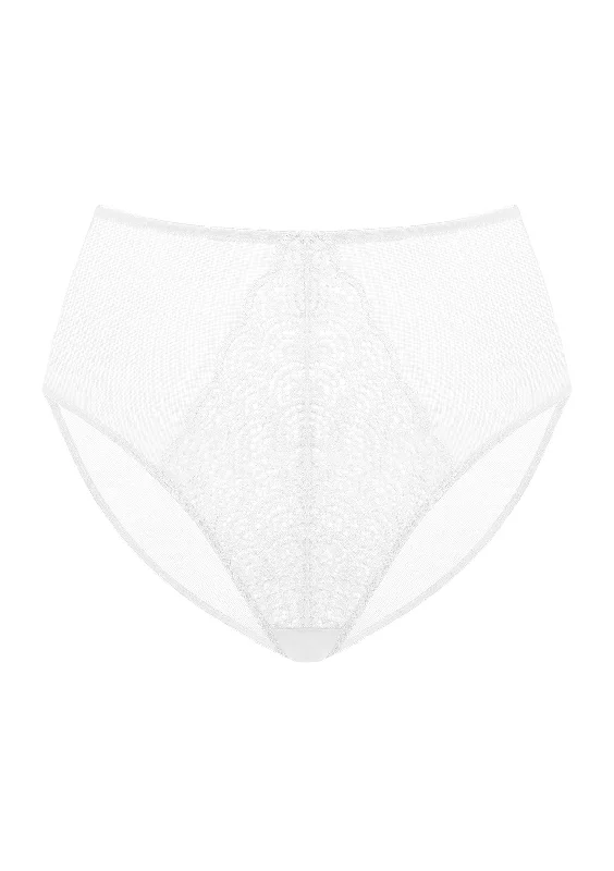 Women’s breathable thong panties-Mermaid High-Rise White Lace Brief Underwear