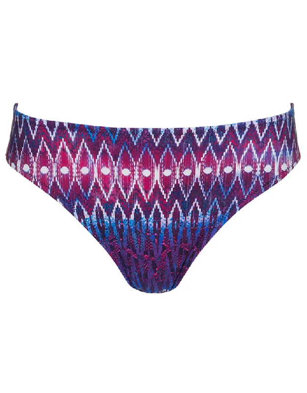 Women’s organic cotton boyshorts-Miss Mandalay Rizzo Deep Bikini Brief Purple Print