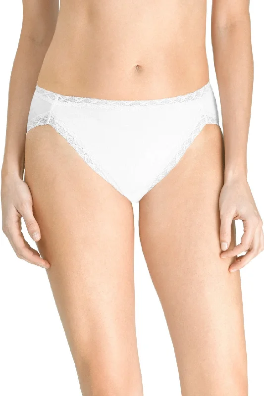 Women’s stretchy high-cut briefs-Natori Bliss Cotton French Cut Panty - White