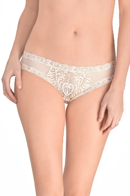 Women’s delicate lace boyshorts-Natori Feathers Hipster - Cameo Rose