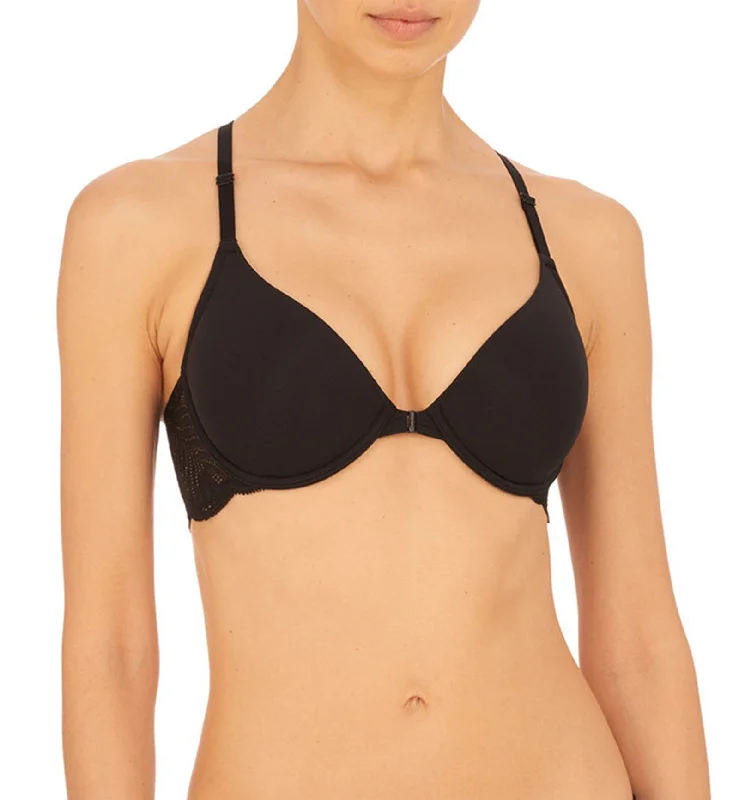 Women’s trendy leopard print underwear-Natori Lush Front Close Contour Underwire Bra (728309) - Black