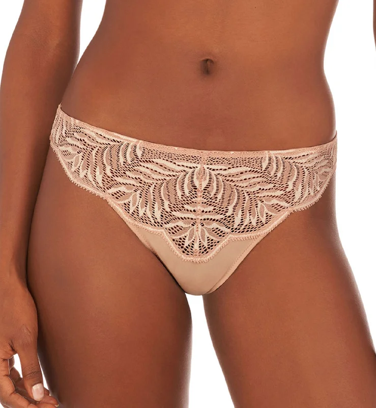 Women’s silky cheeky thong-Natori Lush Thong (771309) - Rose Beige/Warm White