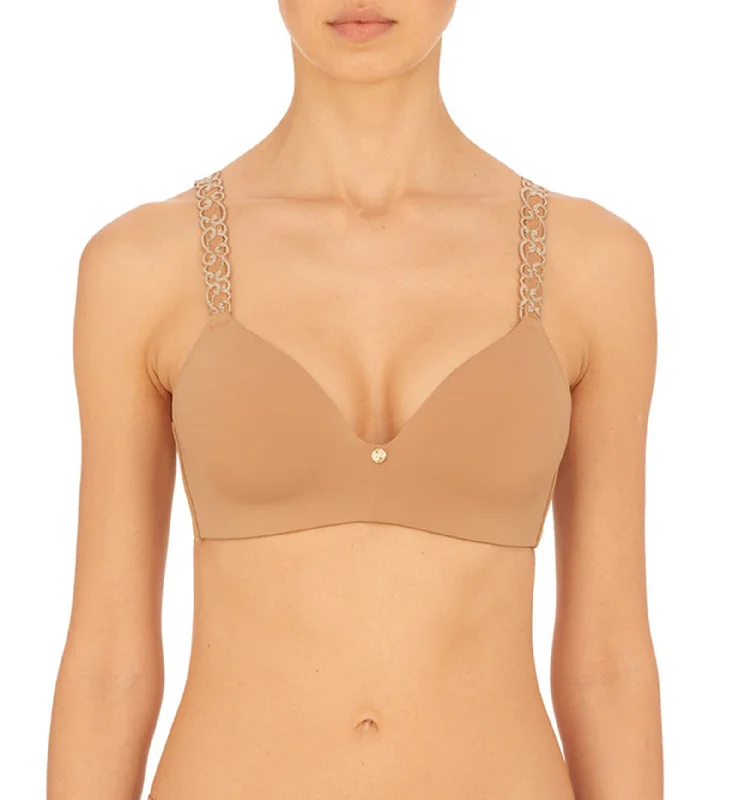 Women’s breathable microfiber thong-Natori Pure Luxe Wireless Contour Bra (723321) - Cafe