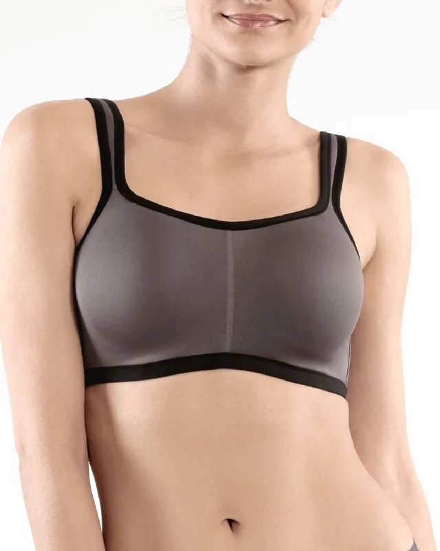 Women’s delicate lace boyshorts-Natori Yogi Contour Convertible Sports Bra (More colors available) - 731050 - Black/ Grey