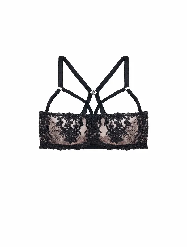 Women’s high-rise shaping briefs-Onyx Strap Balcony Bra