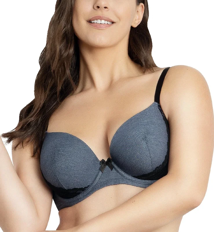 Women’s high-cut control panties-Parfait Casey Molded Plunge Underwire Bra (28012) - Dark Blue Denim