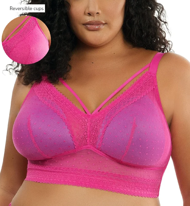 Women’s comfy bralette set-Parfait Mia Dot Wire-Free Padded Mesh Bralette (P6011) - Bright Pink