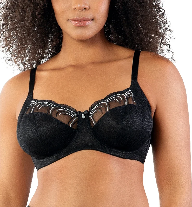 Women’s silky cheeky thong-Parfait Pearl Unlined Side Support Underwire Bra (P60923) - Black