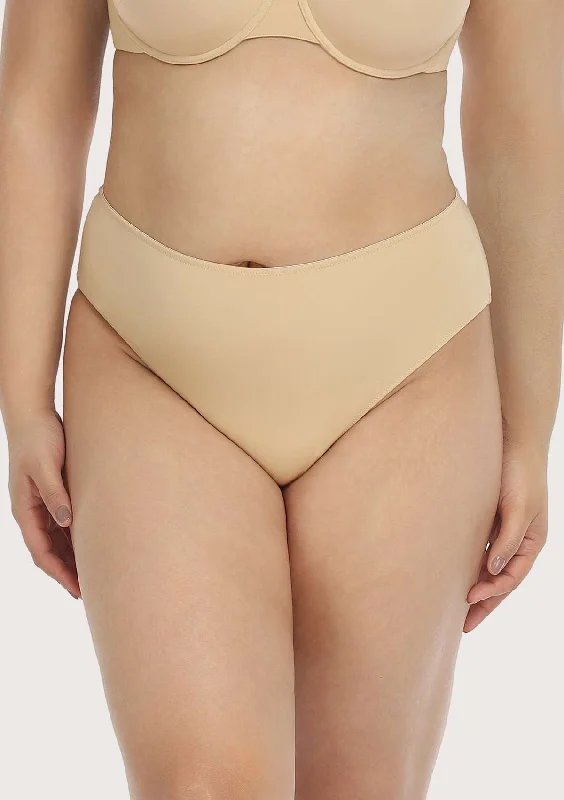 Women’s stretchy high-cut briefs-Patricia Smooth Classic Soft Stretch Beige High-rise Brief Underwear