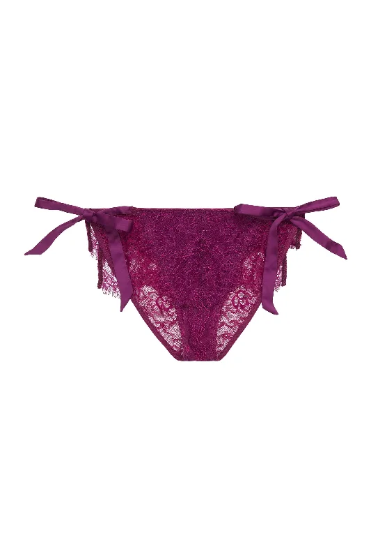 Women’s organic bamboo briefs-Bryn Purple Lace frill brief