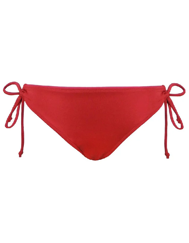 Women’s satin string bikini-Pour Moi Azure Tie Side Bikini Brief Red